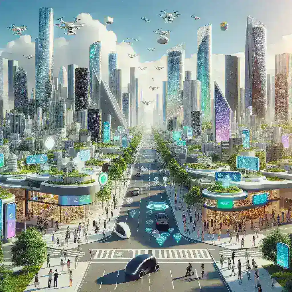 "Panoramic view of Aveiro Tech City, showcasing innovative urban development and smart city technologies in a vibrant landscape, highlighting the integration of digital solutions in urban living."