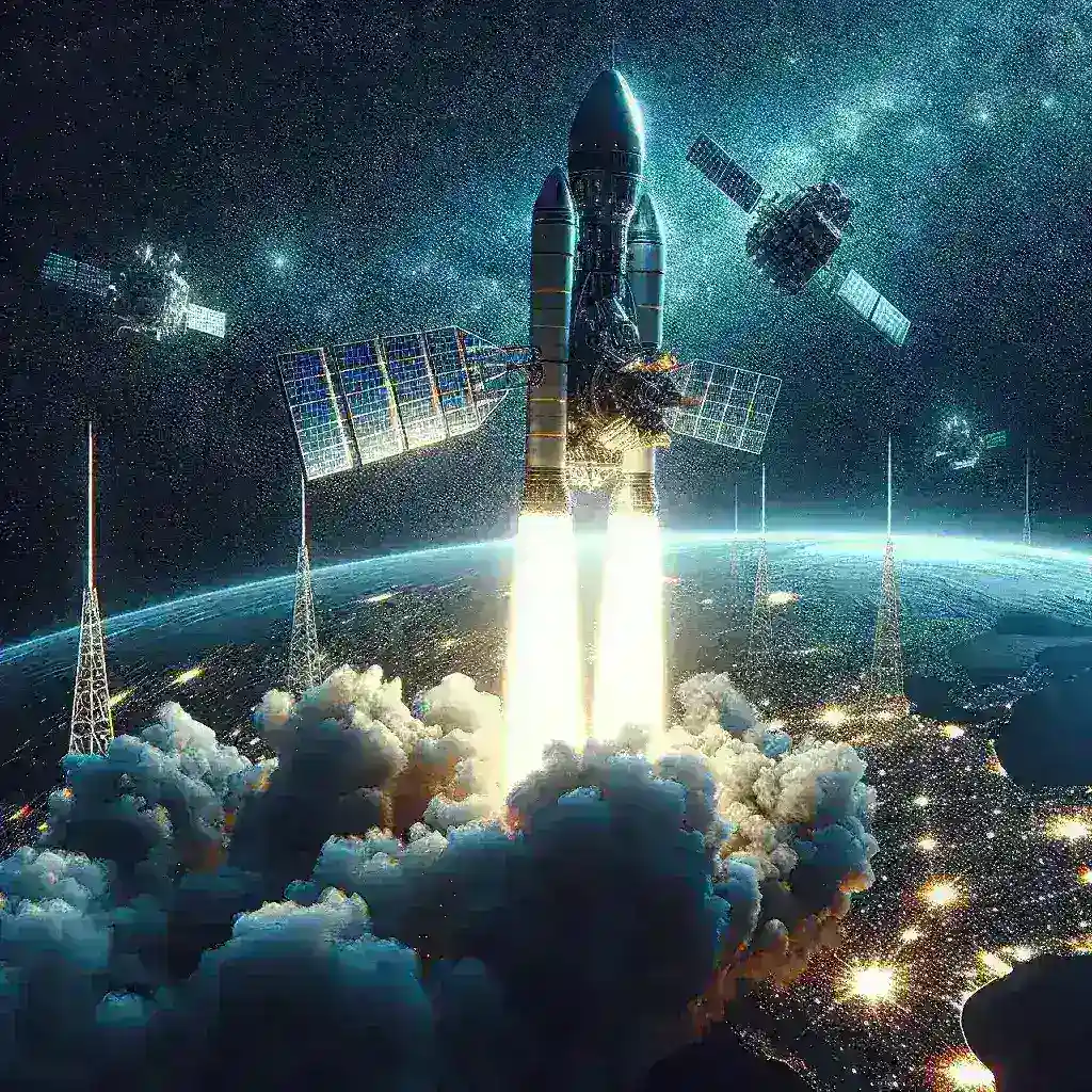 "SpaceX lança novo lote de satélites Starlink com antenas otimizadas, destacando a tecnologia avançada e design aerodinâmico dos satélites no espaço."